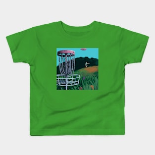 Disc Golf on a Hilly Field Kids T-Shirt